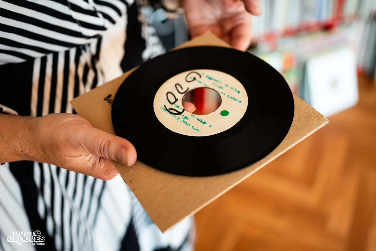 Zoë Baxter, AKA Lucky Cat Zoë, photographed at her London apartment, with her East Asian and Reggae vinyl record collection for Dust & Grooves Volume 2 book.