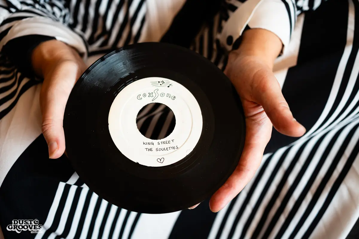Zoë Baxter, AKA Lucky Cat Zoë, photographed at her London apartment, with her East Asian and Reggae vinyl record collection for Dust & Grooves Volume 2 book.