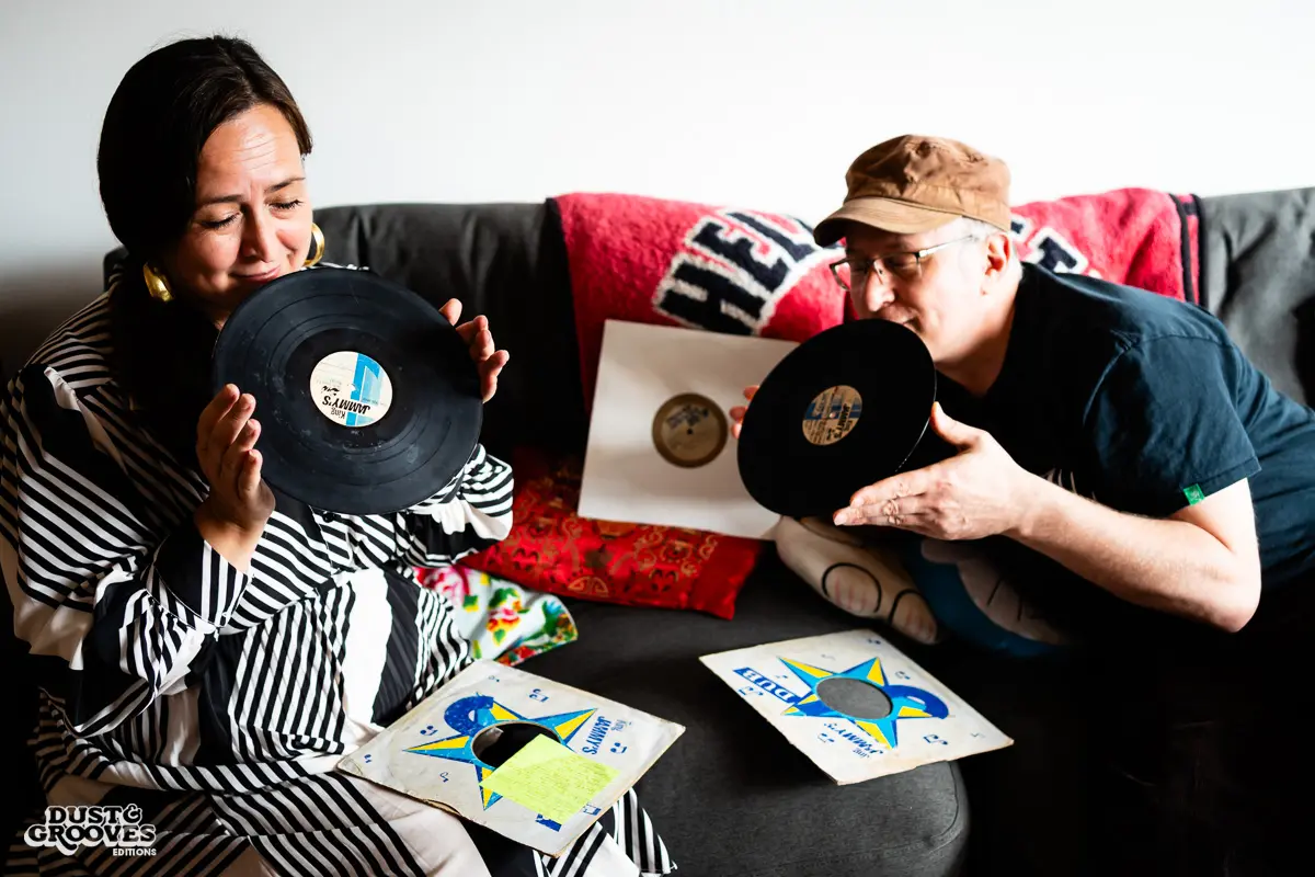 Zoë Baxter, AKA Lucky Cat Zoë, photographed at her London apartment, with her East Asian and Reggae vinyl record collection for Dust & Grooves Volume 2 book.