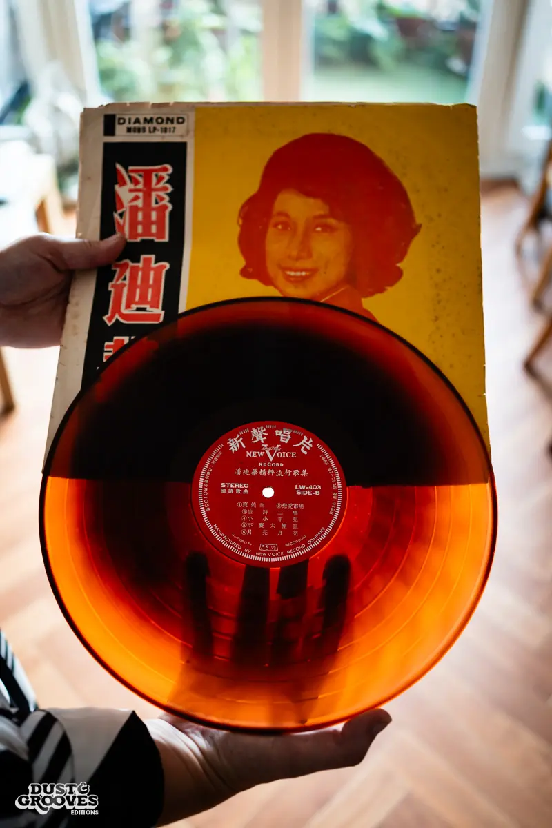 Zoë Baxter, AKA Lucky Cat Zoë, photographed at her London apartment, with her East Asian and Reggae vinyl record collection for Dust & Grooves Volume 2 book.