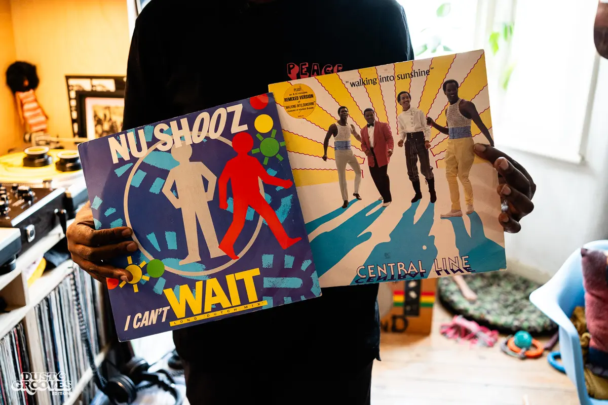 Charlie Dark, DJ, coach, and founder of Run Dem Crew, photographed at his London apartment, with his vinyl record collection for Dust & Grooves Volume 2 book.