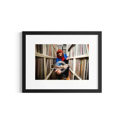 DJ Muro. Tokyo, Japan. Muro holding The Beastie Boys’ picture disc 45 single of “No Sleep ‘til Brooklyn.”