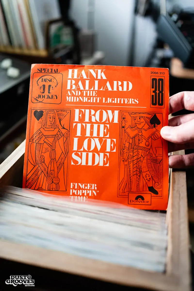 DJ Platurn, a music producer and vinyl record collector, is pictured in his Vallejo, CA home with shelves of vinyl and personal music memorabilia for Dust & Grooves Volume 2. 