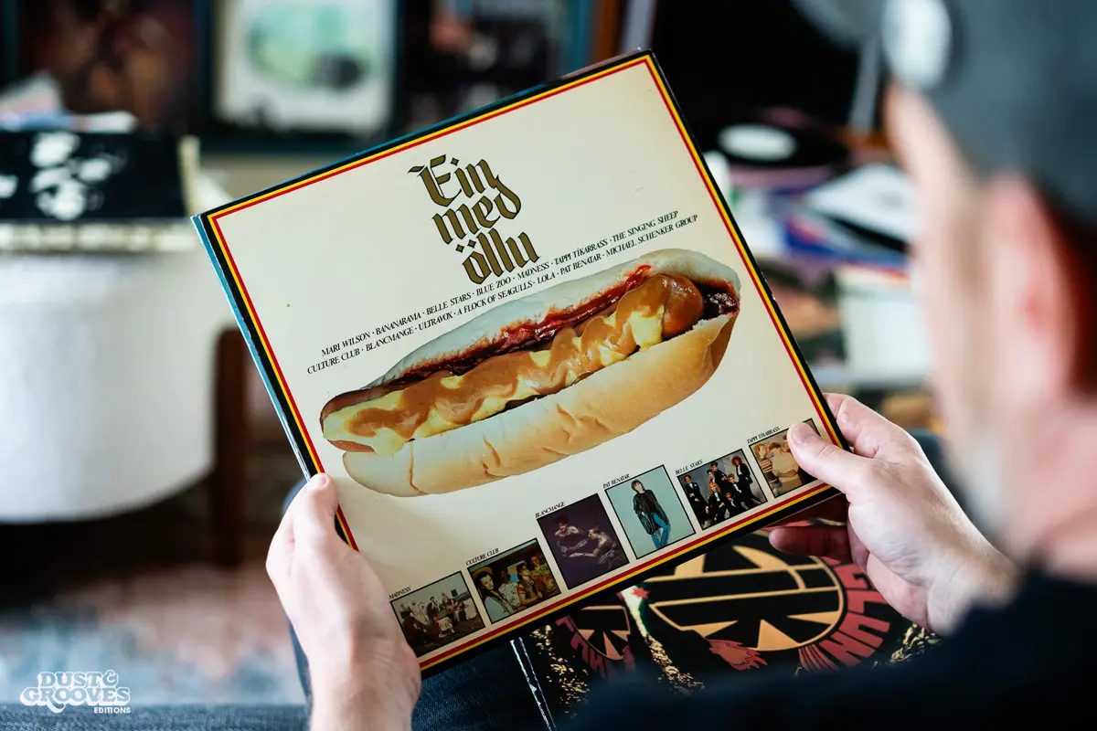 DJ Platurn, a music producer and vinyl record collector, is pictured in his Vallejo, CA home with shelves of vinyl and personal music memorabilia for Dust & Grooves Volume 2. 