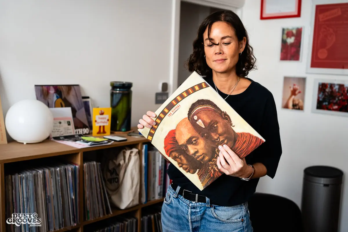 Louise Chen, DJ and vinyl record collector, is pictured at her Parisian apartment with shelves of vinyl records for Dust & Grooves Volume 2. 