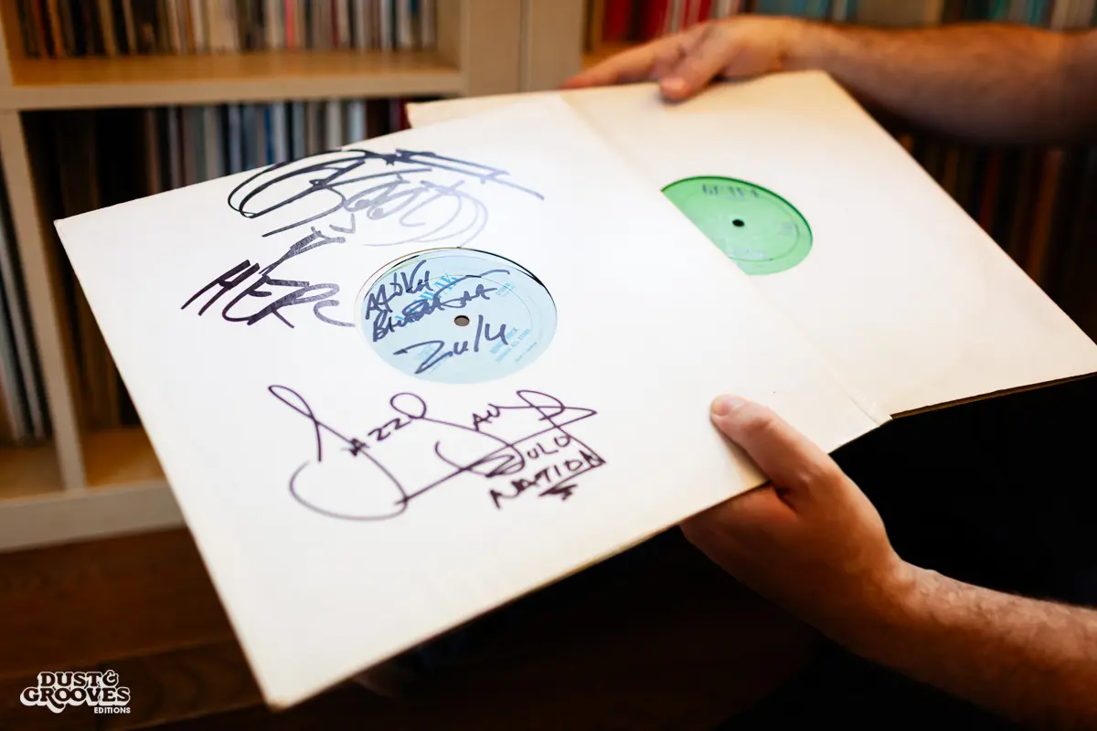 Cut Chemist, AKA Lucas McFadden, Music producer, recording artist and a vinyl record collector, is pictured in home studio in Los Angeles with his collection, photographed for Dust & Grooves Vol. 1.