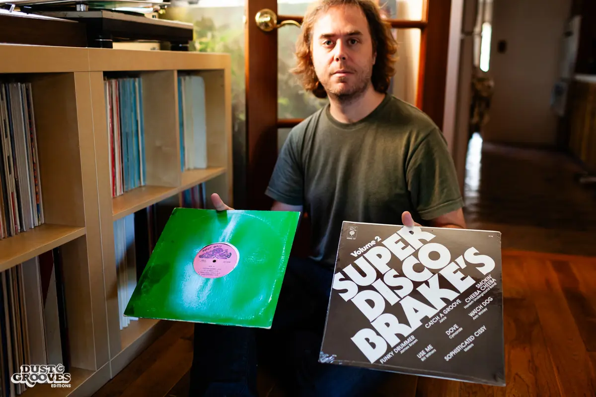 Cut Chemist, AKA Lucas McFadden, Music producer, recording artist and a vinyl record collector, is pictured in home studio in Los Angeles with his collection, photographed for Dust & Grooves Vol. 1.