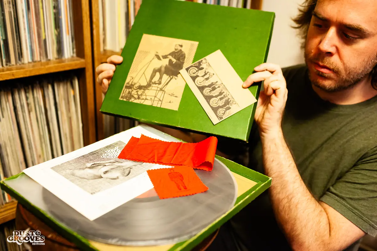 Cut Chemist, AKA Lucas McFadden, Music producer, recording artist and a vinyl record collector, is pictured in home studio in Los Angeles with his collection, photographed for Dust & Grooves Vol. 1.