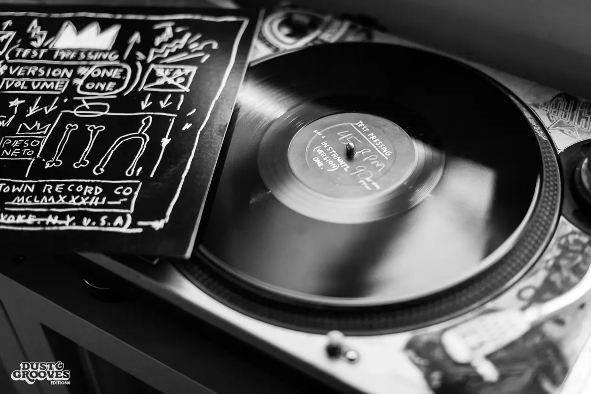 Cut Chemist, AKA Lucas McFadden, Music producer, recording artist and a vinyl record collector, is pictured in home studio in Los Angeles with his collection, photographed for Dust & Grooves Vol. 1.